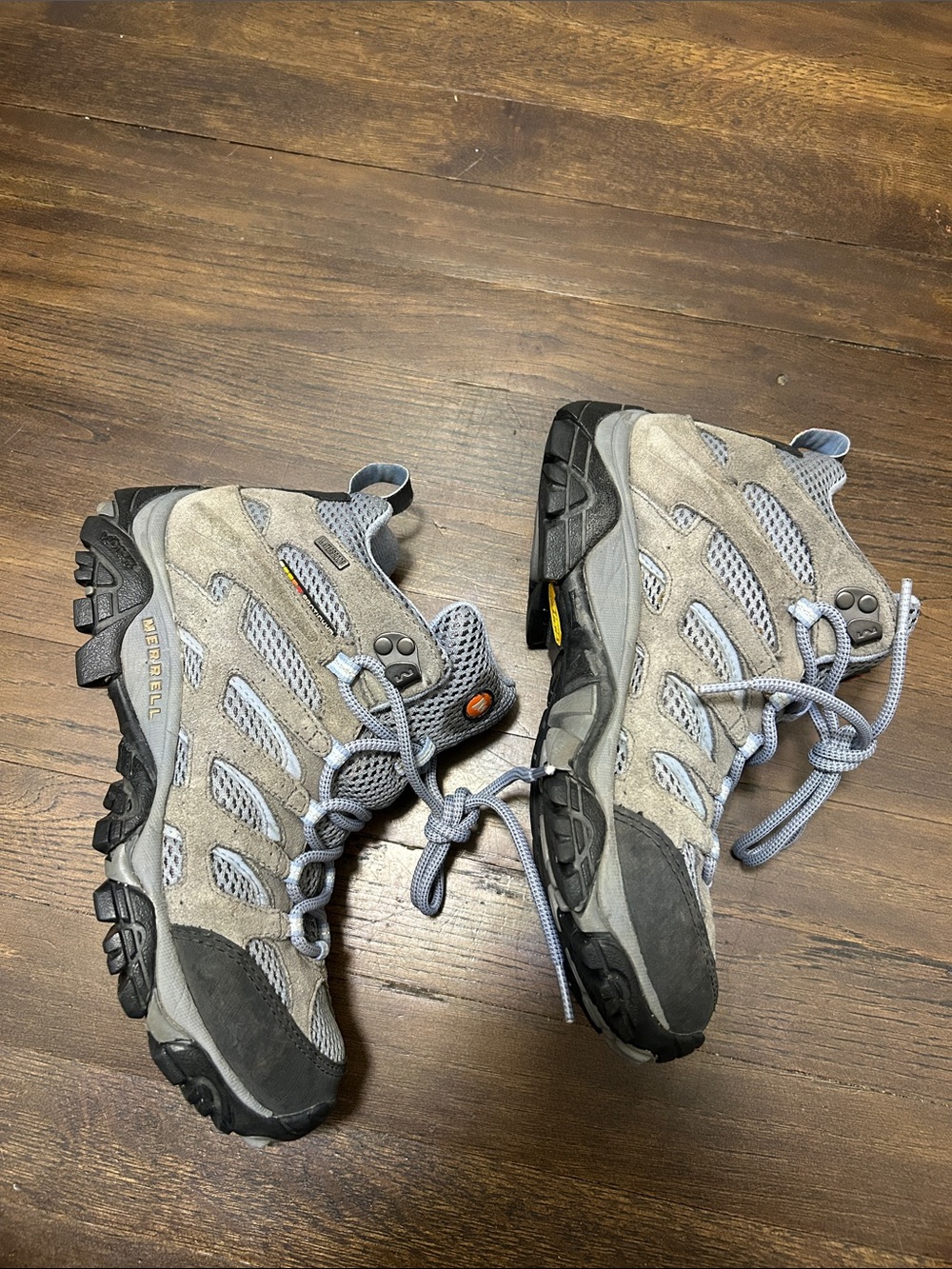 Merrell Moab 2 Mid Waterproof Hiking Grey/ Periwinkle Hiking Boots size 7 - Picture 2 of 6